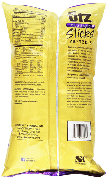 Utz Classic Sticks Pretzels, 16 Ounce