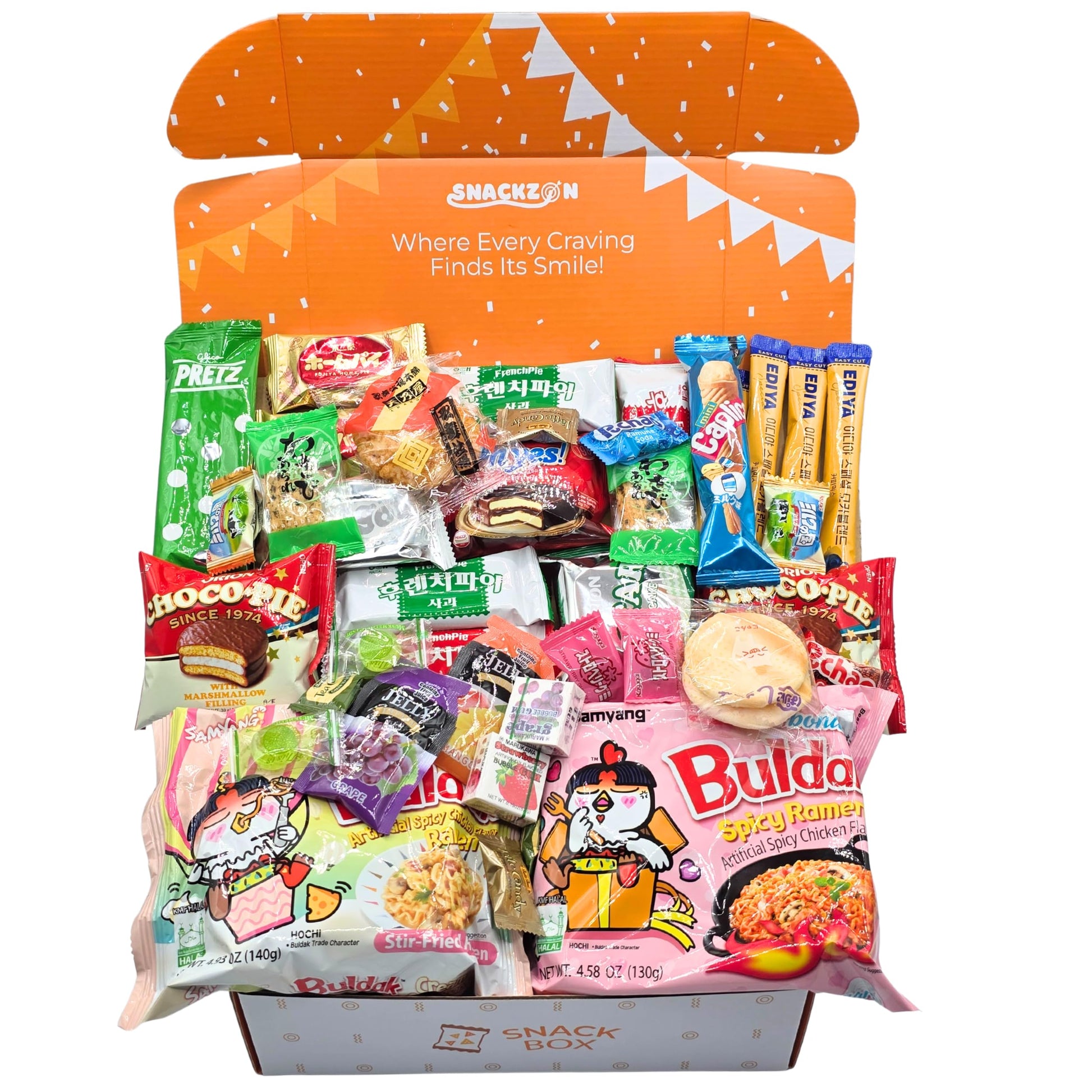 SNACKZON Assorted Japanese Korean Snacks Gift Set - 39 Pieces, Sweet & Savory Treats