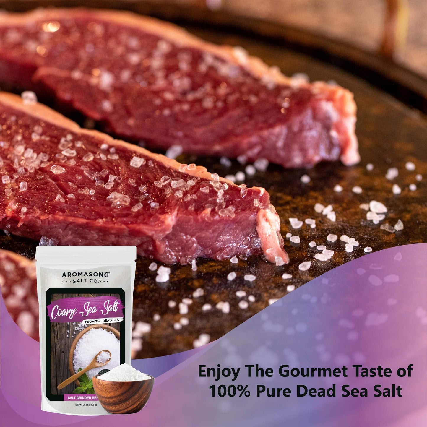 Aromasong 100% Natural Sea Salt Bulk Food Grade 19 Lb, Coarse Grain, Large Resealable Bag, Pure Dead Sea Salt, Gluten Free Unref