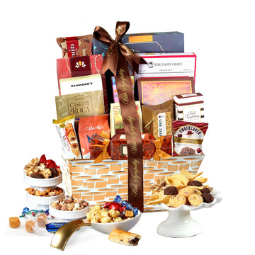 Broadway Basketeers Sympathy Gift Basket Deluxe, Condolences Gifts For Loss, Bereavement Or Kosher Shiva, Food Care Package For Delivery With Chocolate, Snacks & Sweets