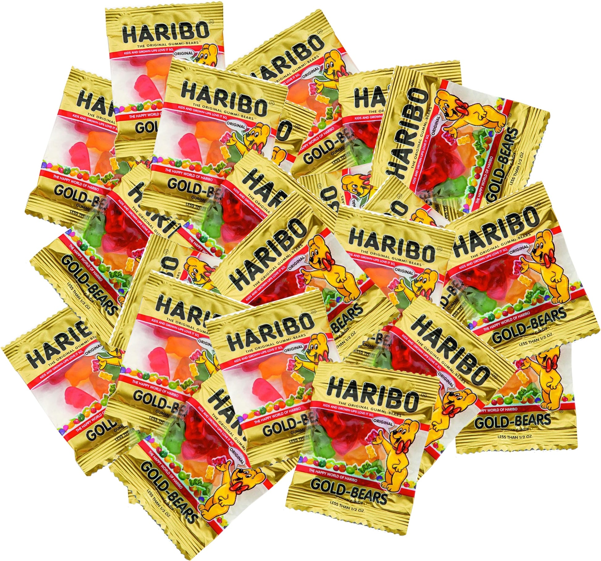 Haribo Goldbears Gummy Bears - 70 Count Treat Size Bags - 0.4 oz Individually Wrapped Bags - Perfect for Snacks    Goodie Bags