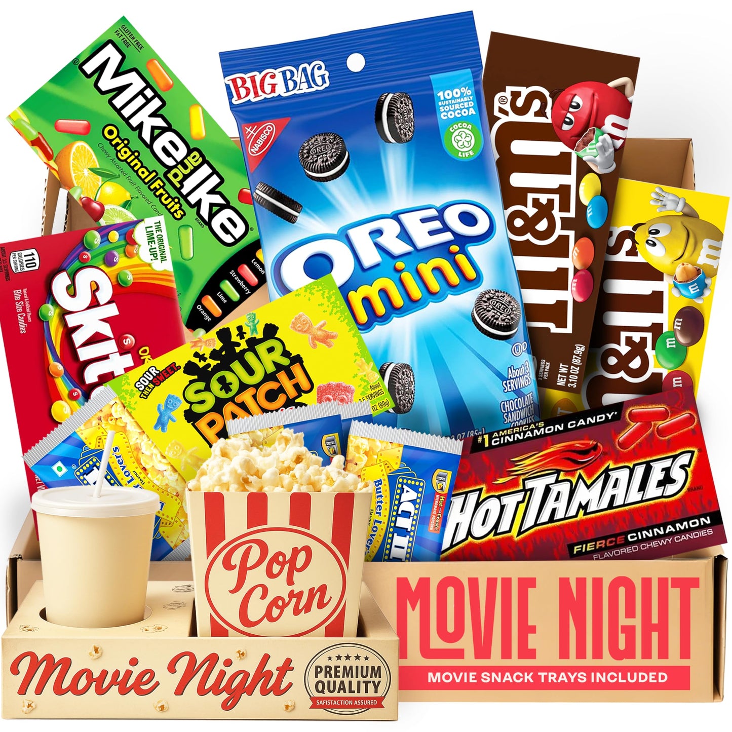 Movie Night Supplies: Candy Variety Pack – Movie Gift Basket Includes Theatre Candy Assortment, Snack Trays, Popcorn Buckets – Date Night Kit & Housewarming Gifts By Cravekraft