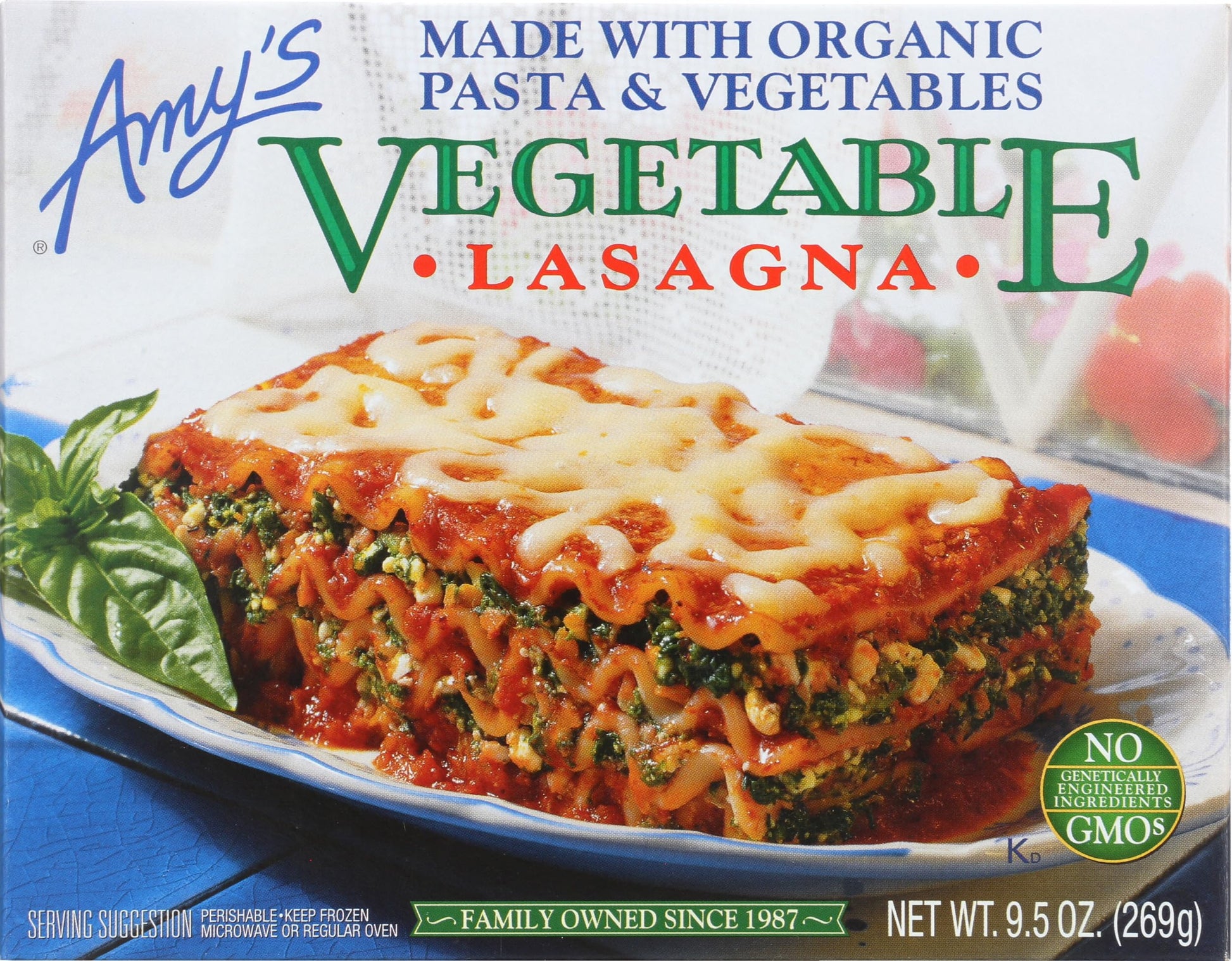 Amys Lasagna Vegetable Organic, 9.5 oz (frozen)