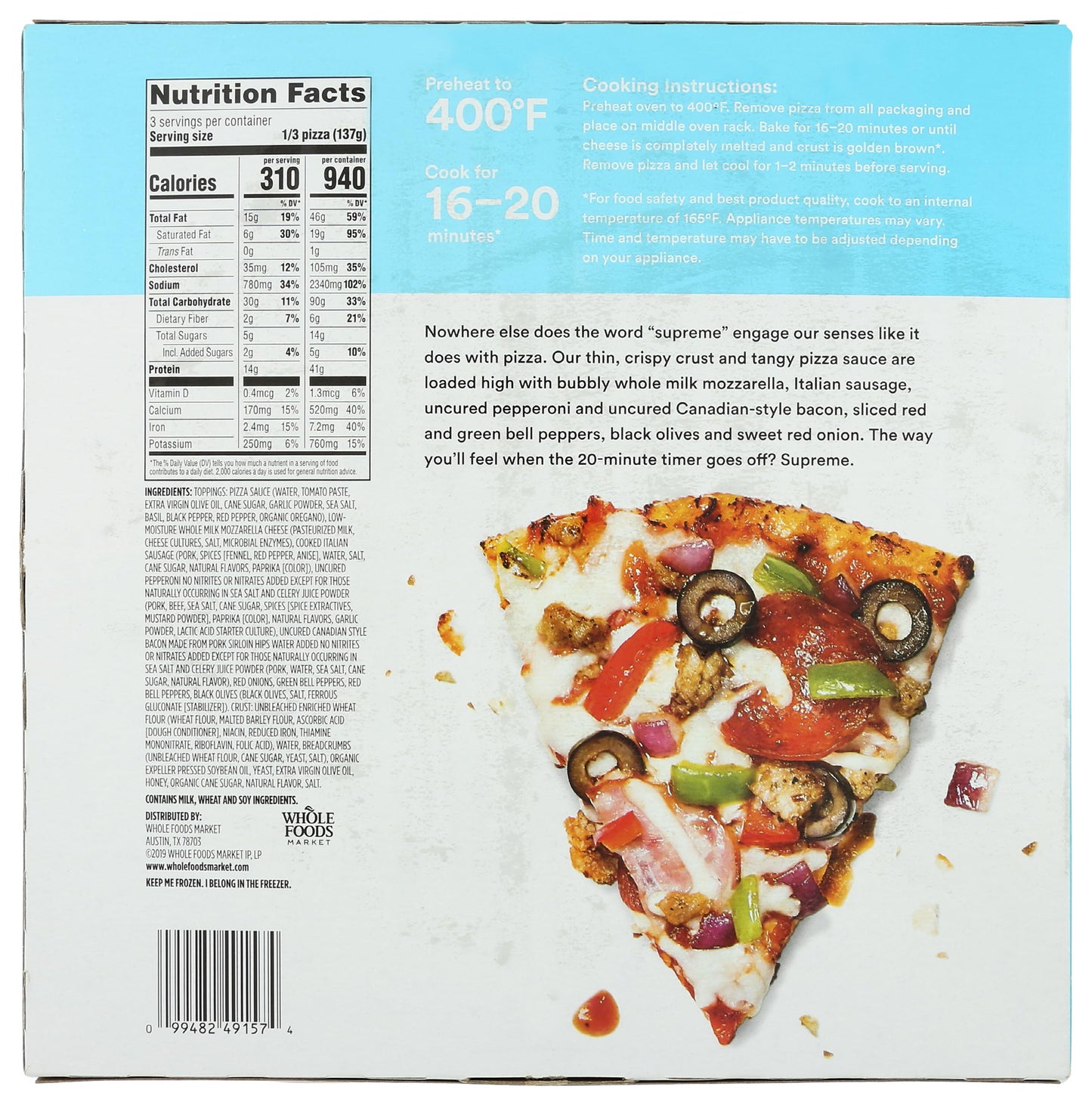 365 By Whole Foods Market, Supreme Thin Crust Pizza, 14.5 Ounce