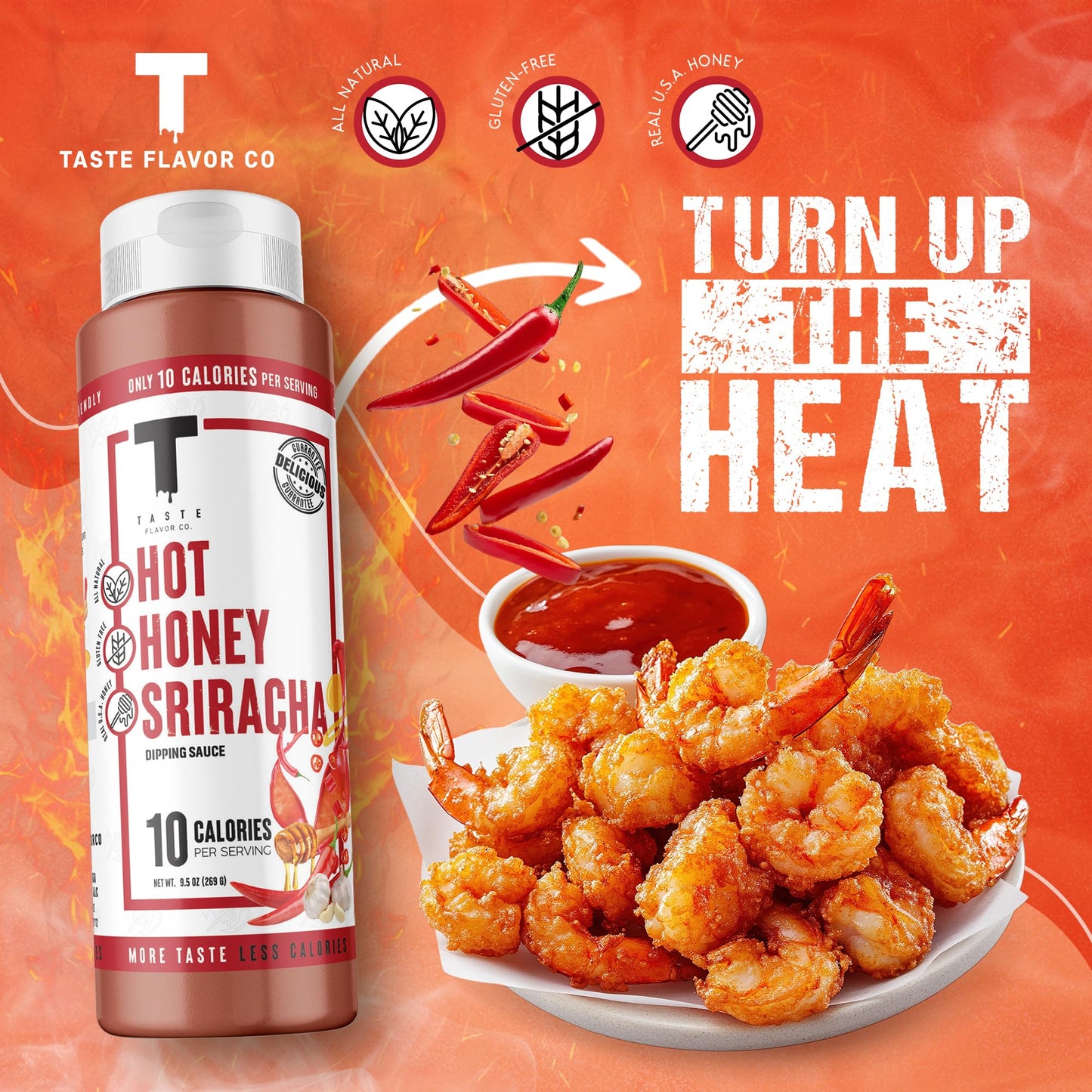 Taste Flavor Co. Grilling, Dipping Sauce And Marinade, Great Tasting, Low-Calorie Sauces, Keto Friendly, No Oils (5 Pack, Hot Ho