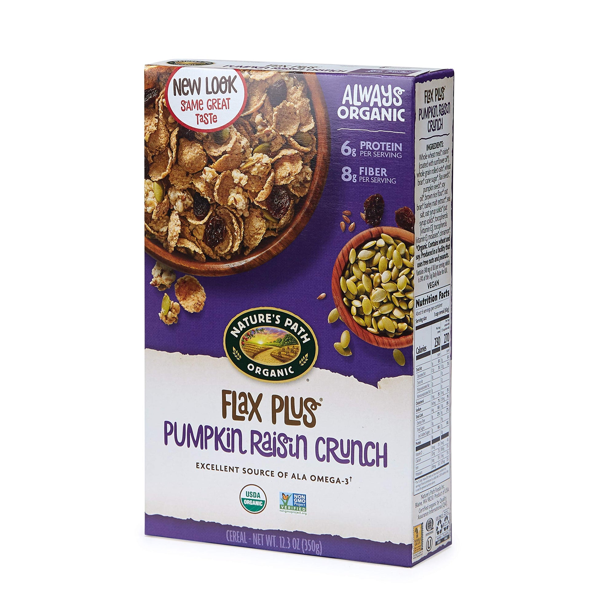Nature'S Path Organic Flax Plus Pumpkin Seed Raisin Crunch, 12 Ounce (Pack Of 12), With Antioxidant-Packed Pumpkin Seeds And Omega-3 Rich Flax Seeds, High Fiber, 6G Plant Based Protein