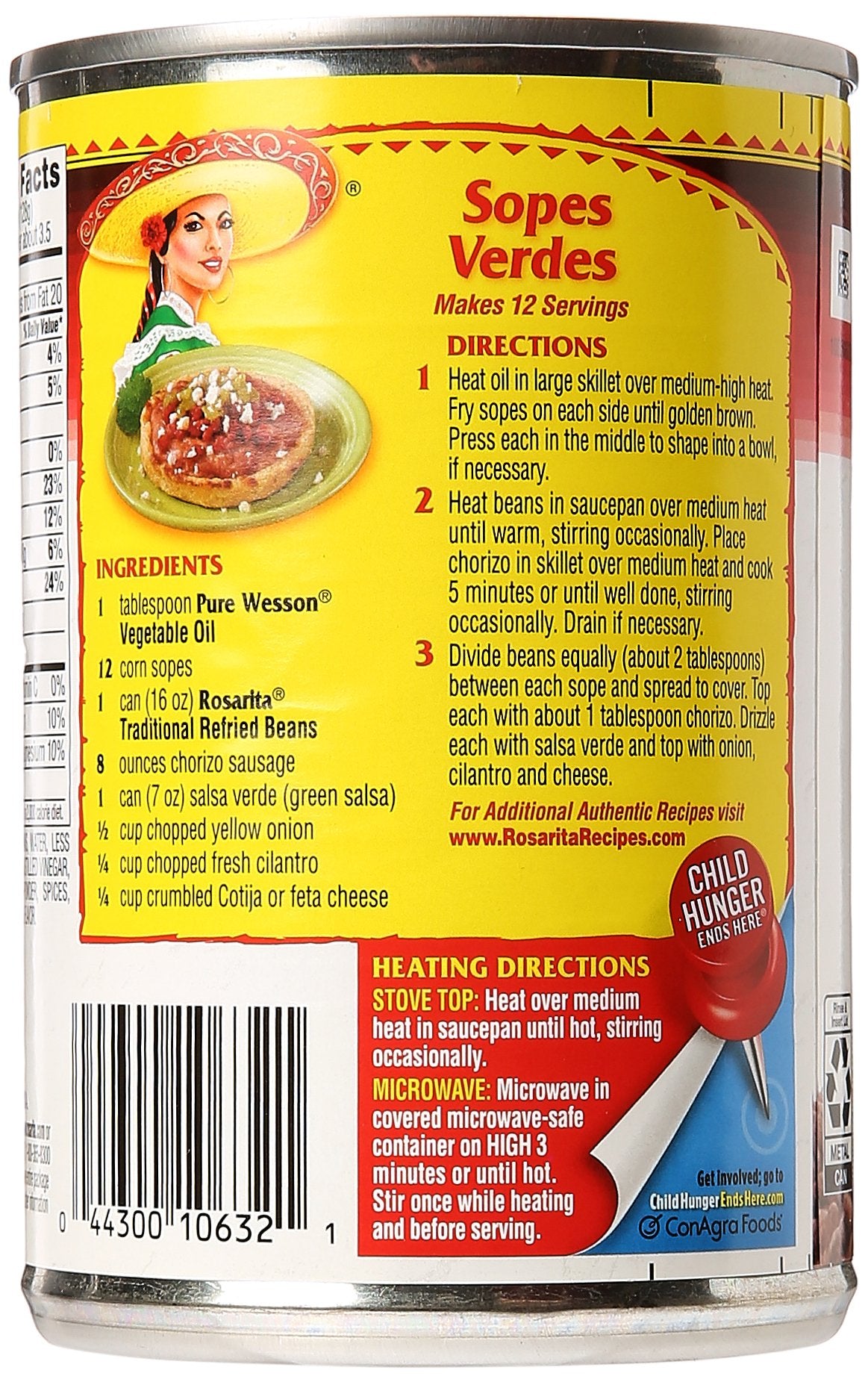 Rosarita Refried Beans 16Oz Can (Pack Of 12) (Traditional)
