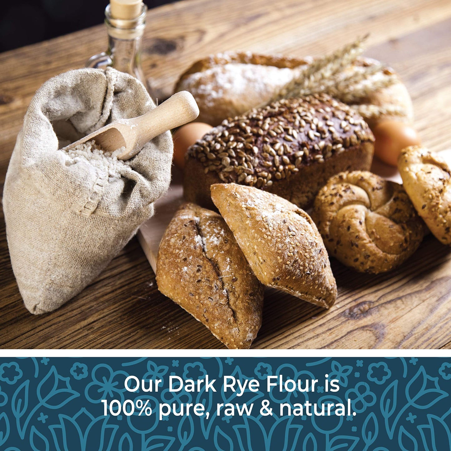 Rye Flour 2lb / 32oz, Dark Rye Flour for Bread, Pumpernickel Flour, Rye Bread Flour, Rye Flour for Baking, 100% Whole Rye Flour,