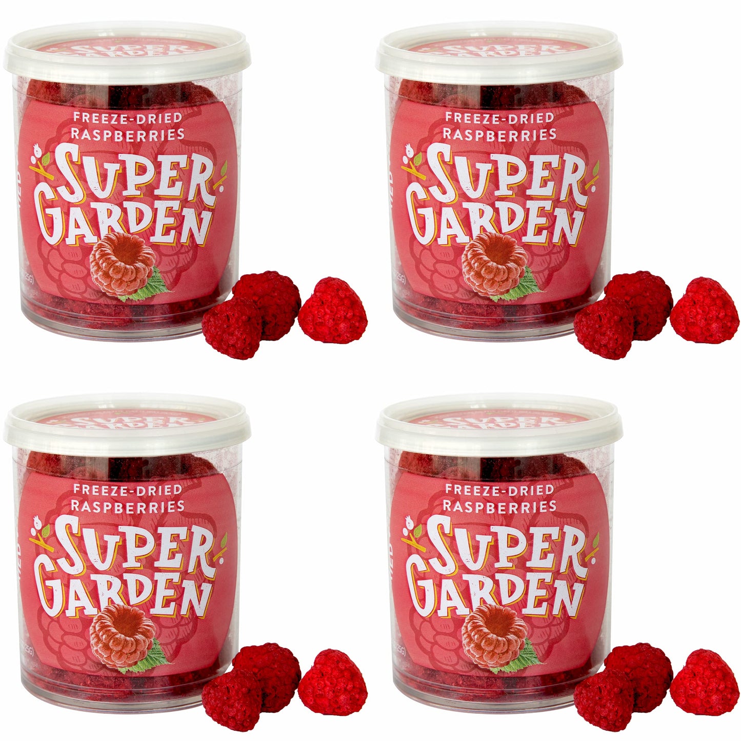 Super Garden Freeze Dried Raspberries 4 Pack | Crunchy Freeze Dried Berries for Snacking, Topping, or Baking | Ideal Sugar Free 