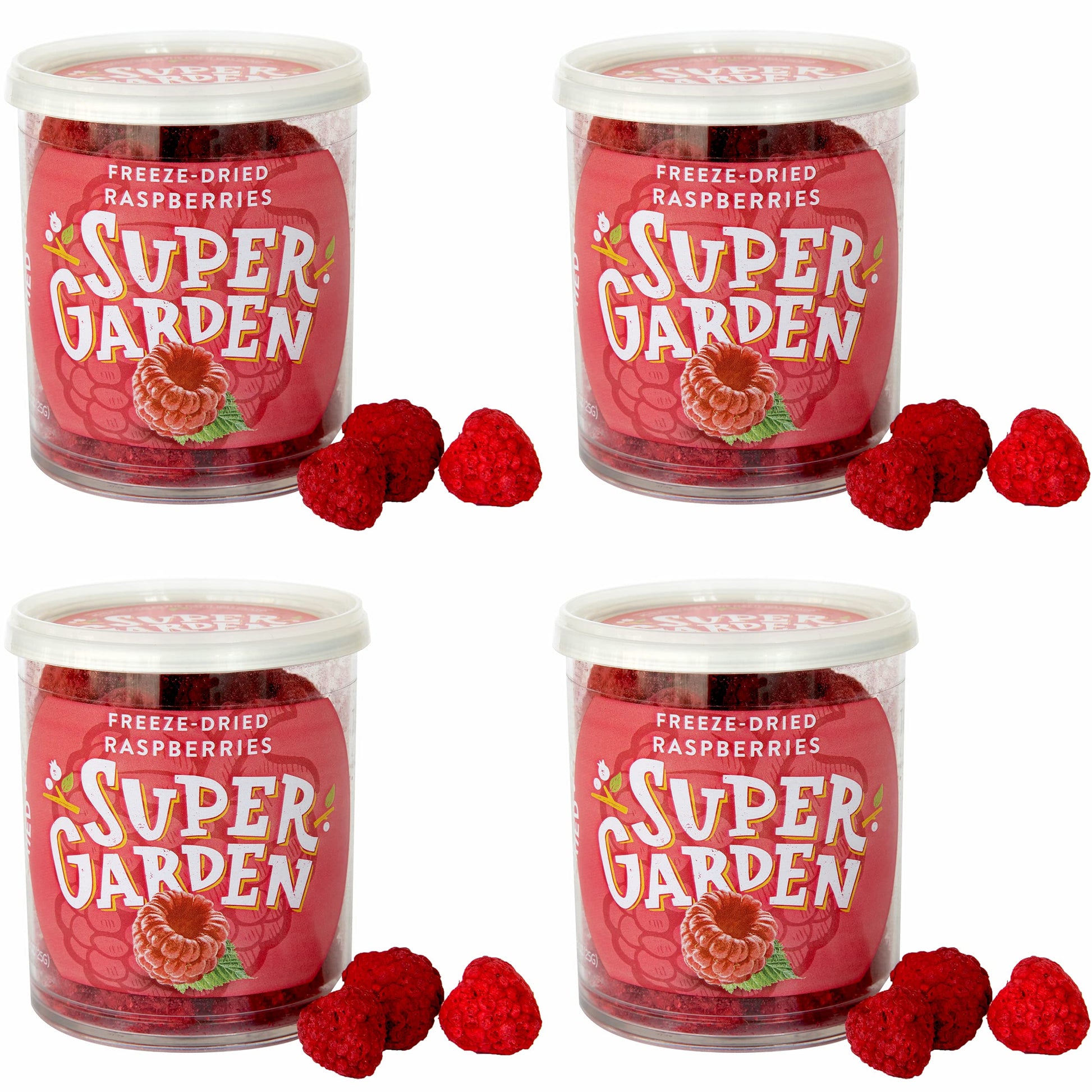 Super Garden Freeze Dried Raspberries 4 Pack | Crunchy Freeze Dried Berries for Snacking, Topping, or Baking | Ideal Sugar Free 