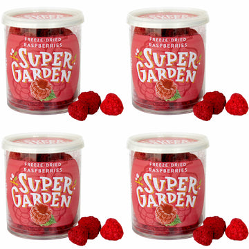 Super Garden Freeze Dried Raspberries 4 Pack | Crunchy Freeze Dried Berries for Snacking, Topping, or Baking | Ideal Sugar Free 