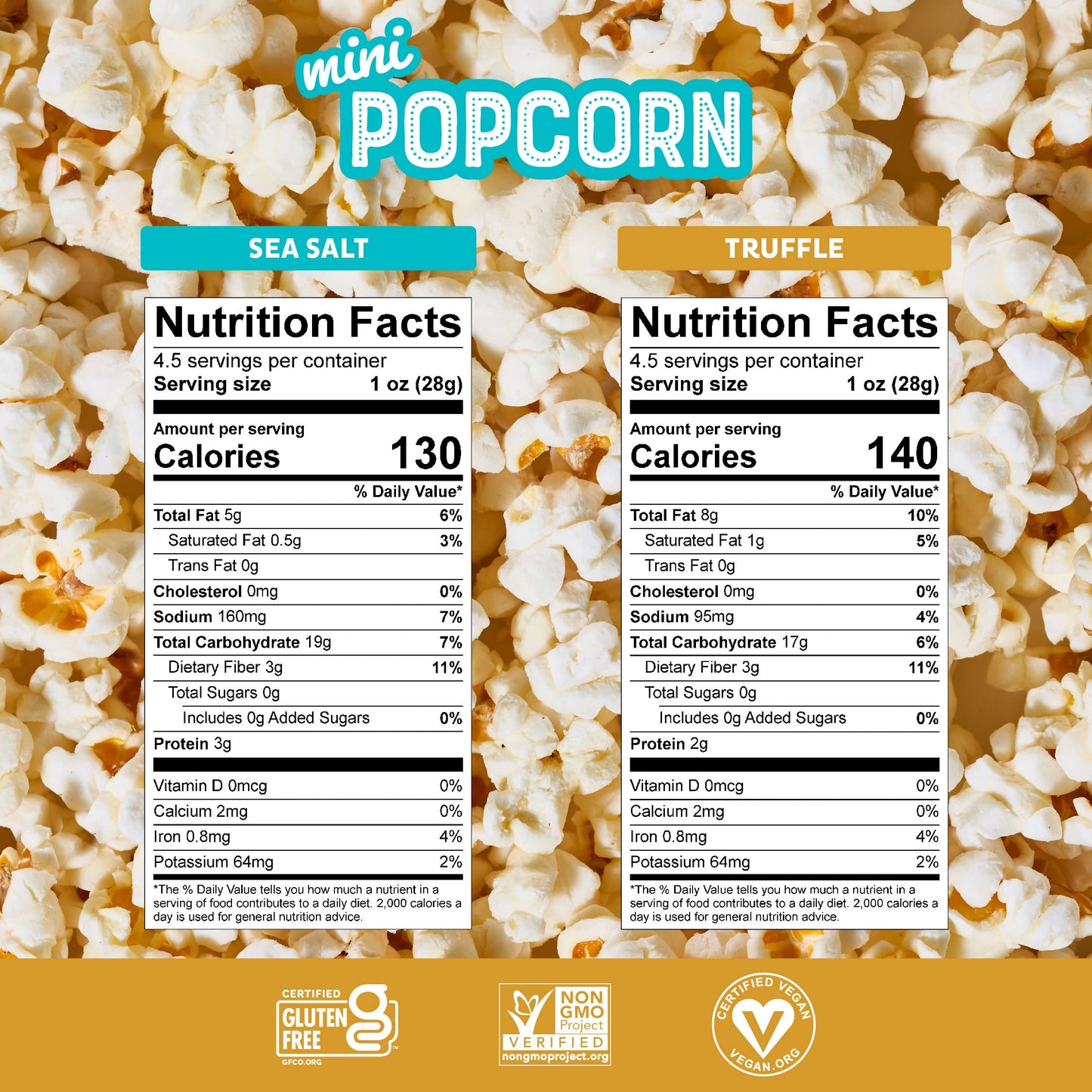 Pipcorn Heirloom Mini Popcorn Variety Pack - Sea Salt & Truffle - 4oz, 6 Pack - Gluten Free Healthy Snacks