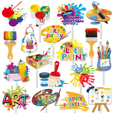 36Pcs Art Paint Party Cupcake Toppers Paint Brush Cupcake Picks Art Party Cake Decoration For Art Painting Theme Birthday Party 
