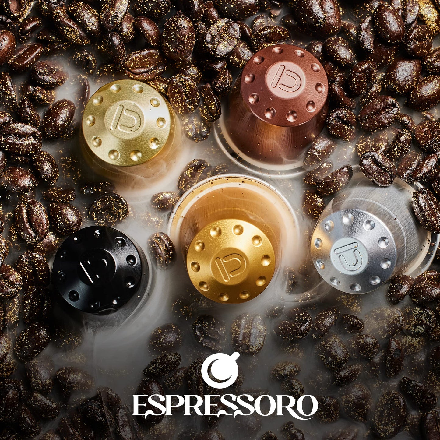 Espressoro Organic Coffee compact pieces, 100 Count Variety Pack, Compatible with Espresso Machines, Aluminum Pods