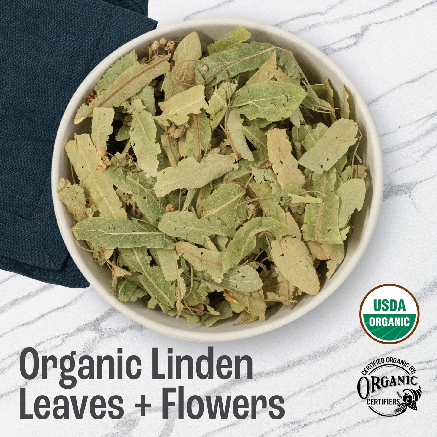 J MAC BOTANICALS Organic Linden Leaf and Flower Whole Leaves and Flowers 4 Ounces