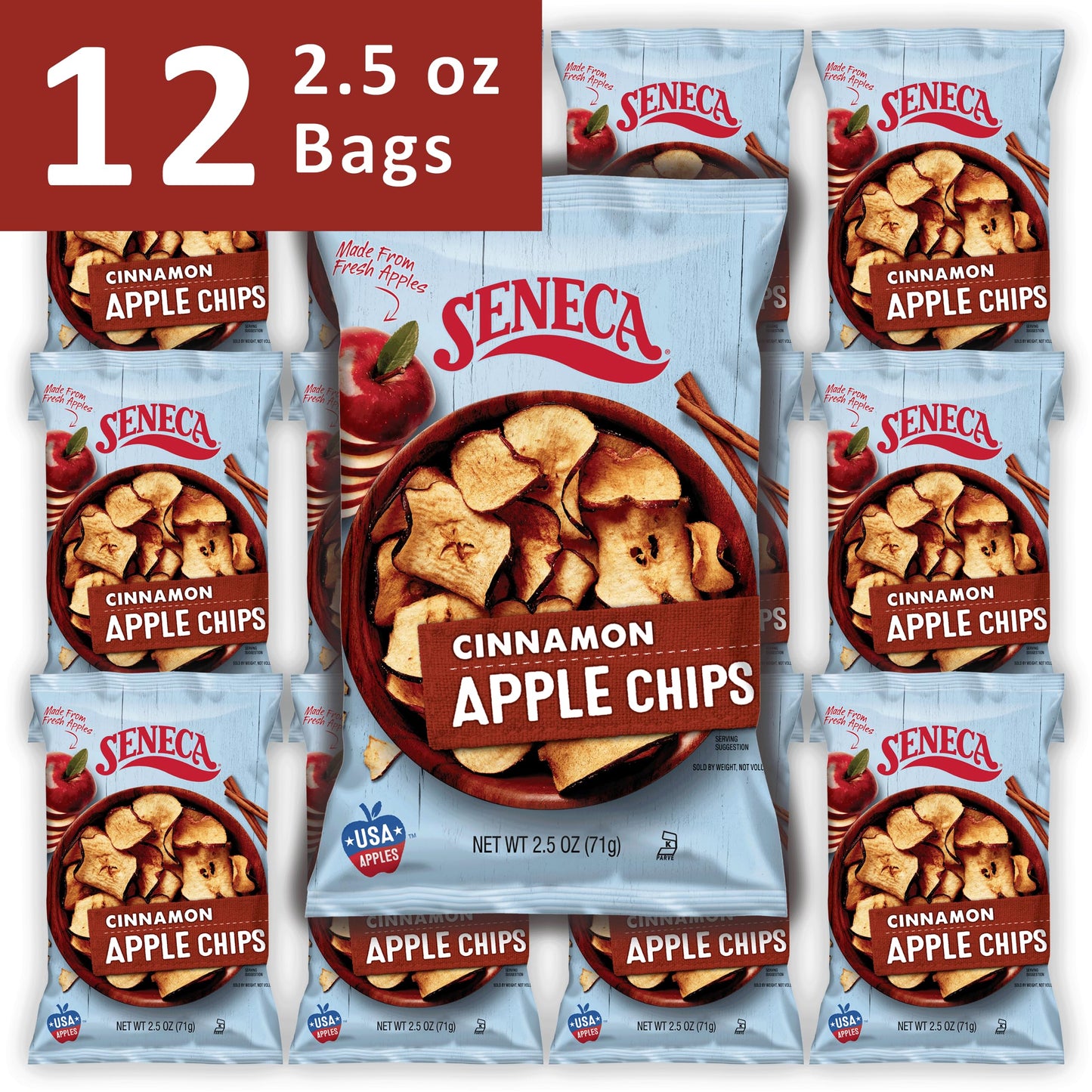 Seneca Cinnamon Apple Chips - 100% Red Delicious Apples, Crisped Perfection, 2.5 Ounce (Pack of 12)