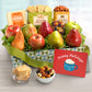 A Gift Inside Fruitfully Classic Happy Holidays Fresh Fruit Basket With Cheese And Nuts