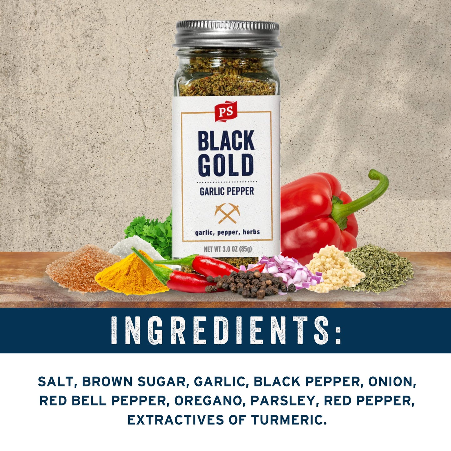 PS Seasoning Black Gold All-Purpose Garlic Pepper Seasoning, 3 Ounce