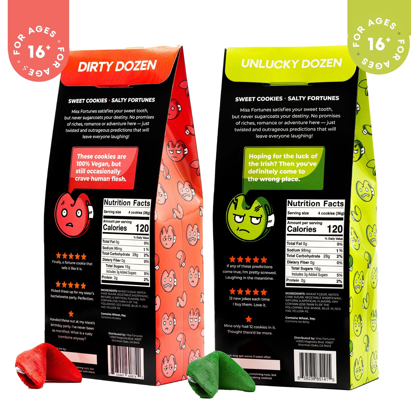 MISS FORTUNES Funny Fortune Cookies, 2-Dozen Pack, Dirty + Unlucky Color, Great for Parties
