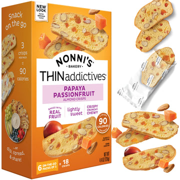 Nonni'S Thinaddictives Almond Thin Cookies - Papaya & Passionfruit Almond Cookie Thins - Biscotti Italian Cookies - Biscotti Ind