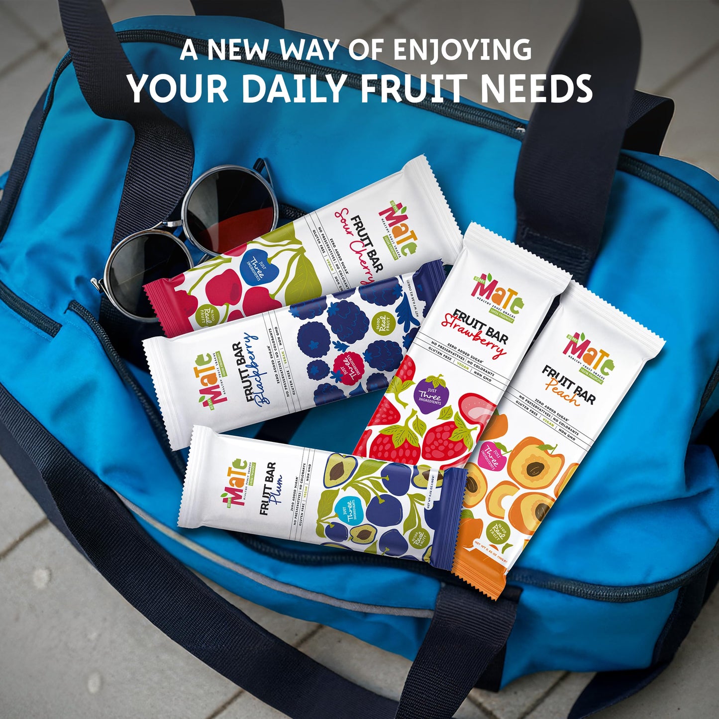 Mate Fruit Bars Variety Pack (40 Pack) - 100% Natural Real Fruit Snacks for Adults and Kids, Healthy Snacks Gluten-Free & Vegan