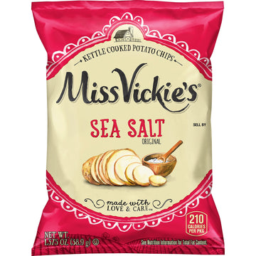 Miss Vickie'S Kettle Cooked Potato Chips, Sea Salt, 1.375 Ounce (Pack Of 64)
