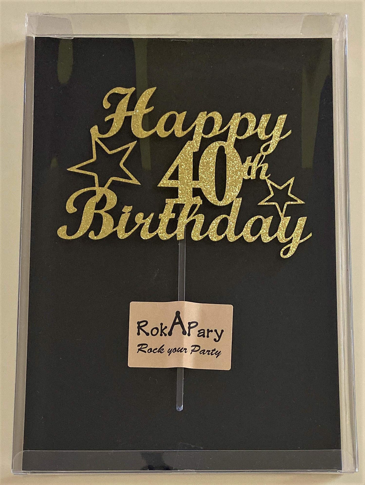 40 Birthday Cake Topper Gold Glitter, Party Decoration Ideas, Premium Quality, Sturdy Doubled Sided Glitter, Acrylic Stick. Made