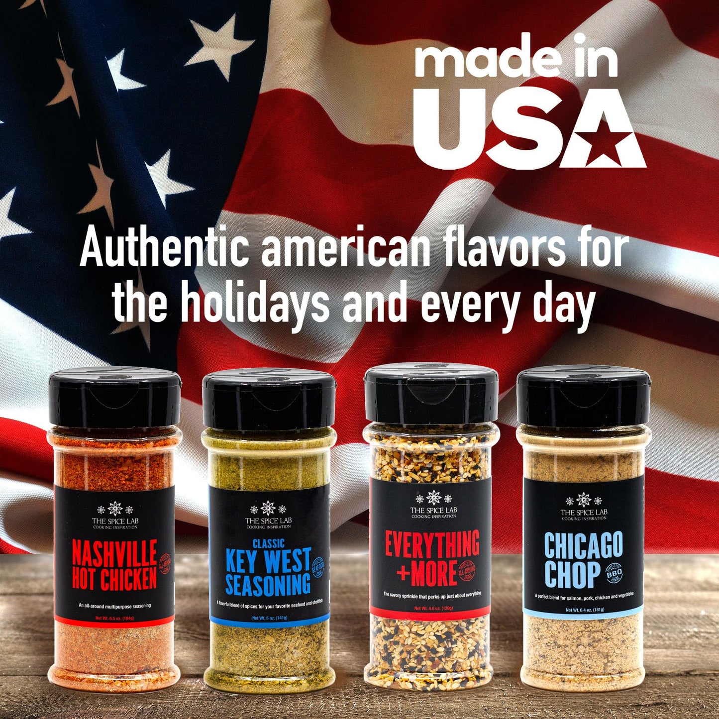 The Spice Lab Spices and Seasonings Set - 4 Piece Assortment - Ultimate Grilling Accessories - Made in the USA