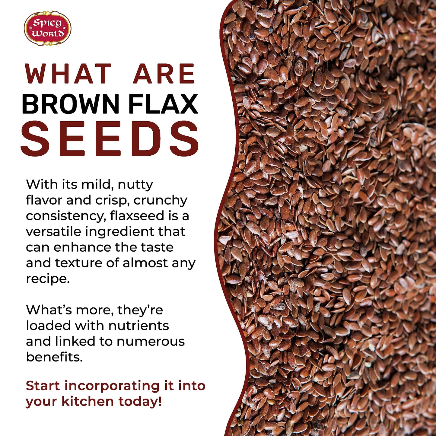 Spicy World Brown Flaxseed, 10 Pound Box - High Fiber, Nutrient-Rich Superfood