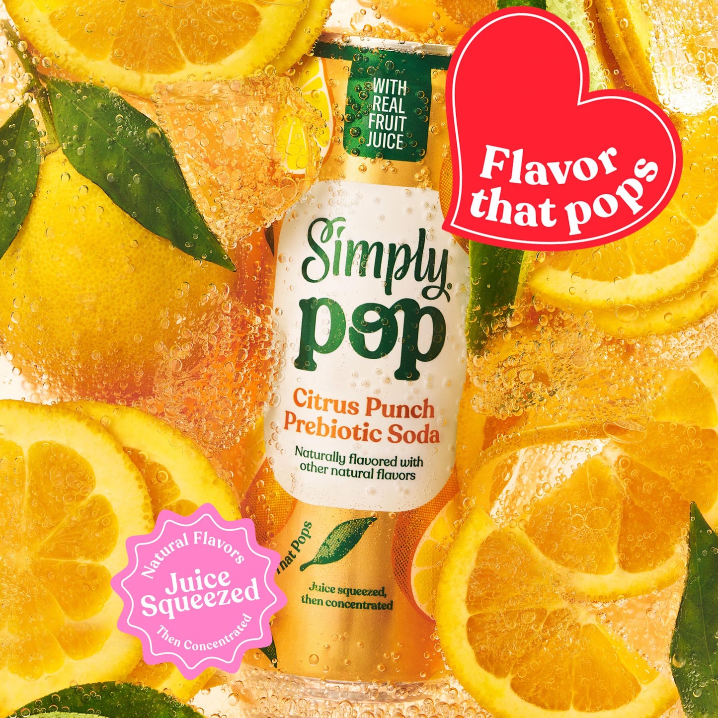 Simply Pop, Citrus Punch Prebiotic Soda, 12 Fl Oz