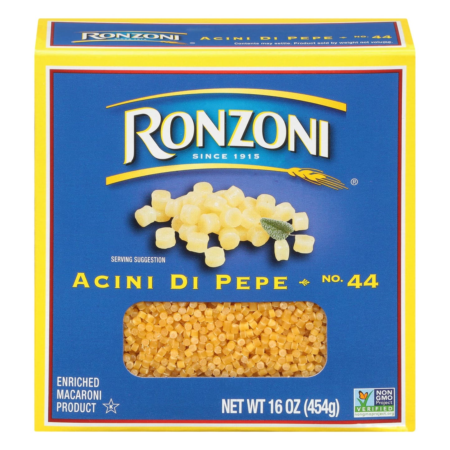 Ronzoni Acini Di Pepe Macaroni Non Gmo 16 Oz. Pack Of 3.
