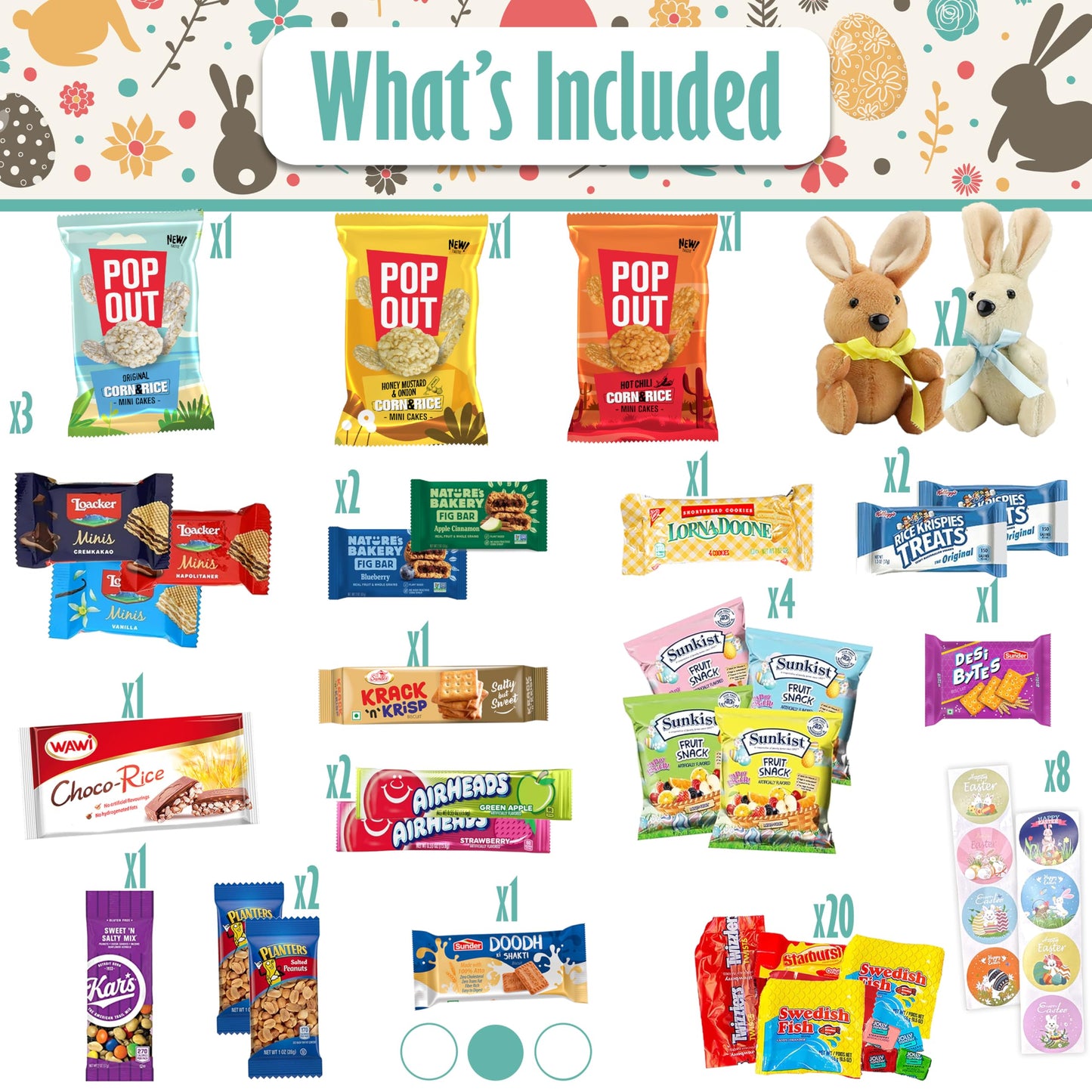 Easter Snack Box (106 Count) Filled With Candy, Treats And Bunny, Great Package For Family, Friends, Kids, Boys And Girls