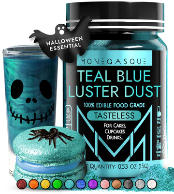 Mon  Gasque Teal Blue Luster Dust Edible Glitter For Cocktails 15G - Teal Blue Edible Glitter - Edible Blue Glitter - Edible Gli