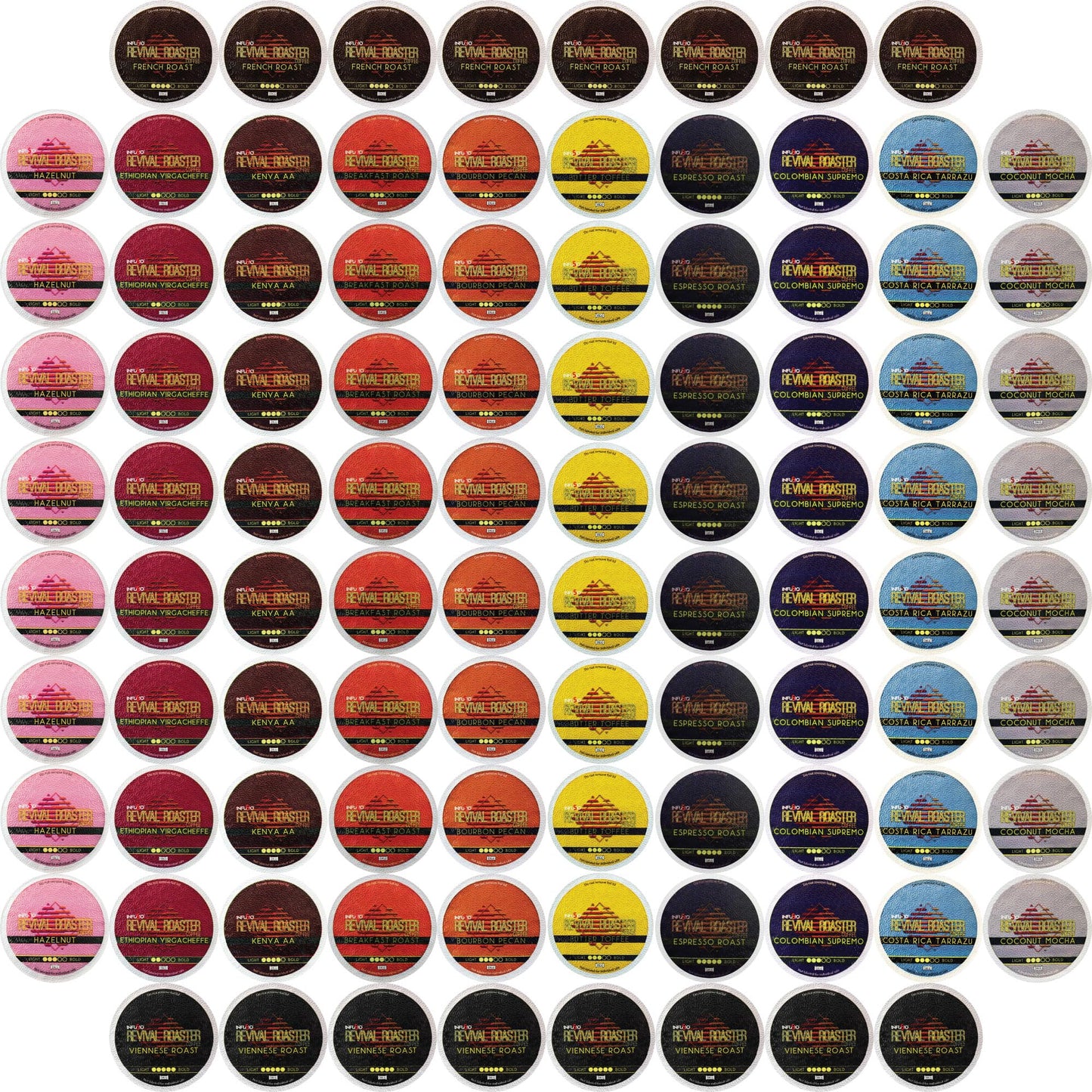 InfuSio Coffee Pods Variety Pack - 96 Count, 12 Medium & Dark Roast Blends, Compatible with Keurig 2.0 Brewers