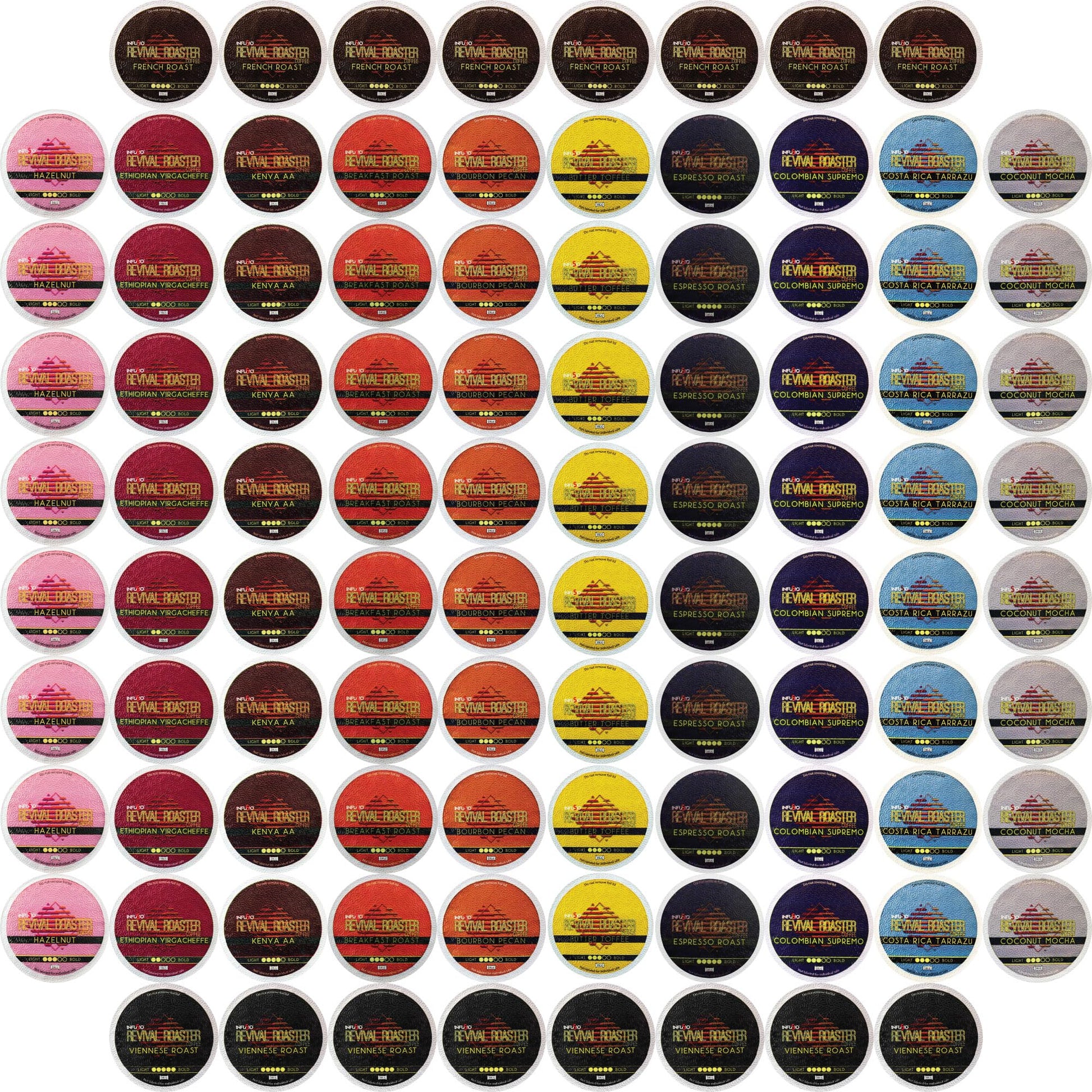 InfuSio Coffee Pods Variety Pack - 96 Count, 12 Medium & Dark Roast Blends, Compatible with Keurig 2.0 Brewers