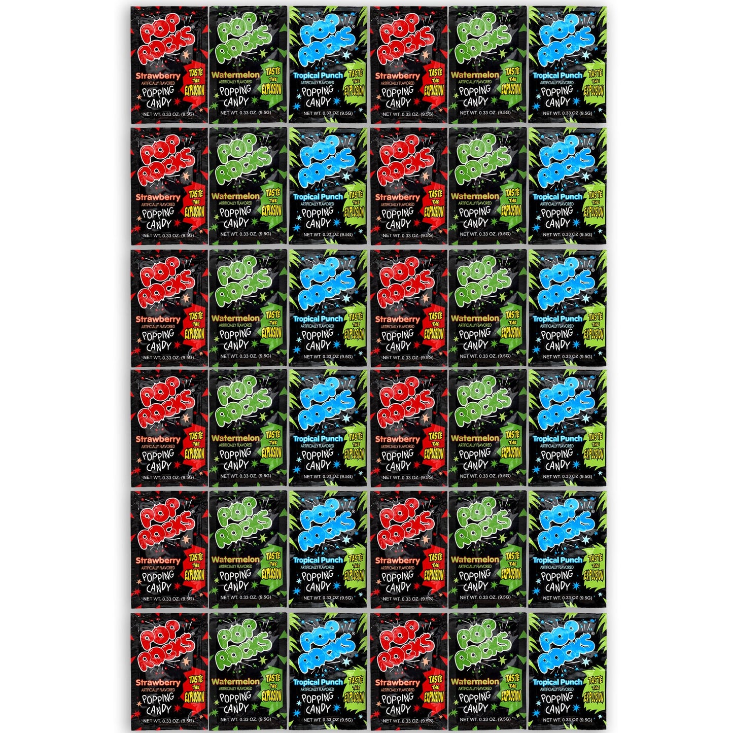 The Hampton Candy Company Pop Rocks Candy 36 Pack, 12 Flavors Of Each - Watermelon, Strawberry, Tropical Punch