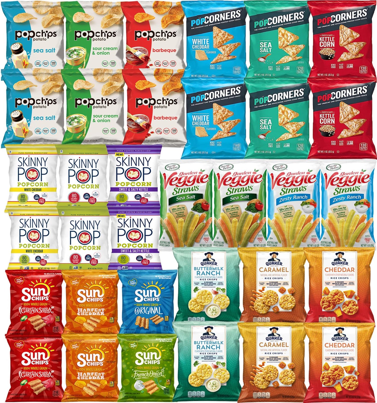 Snacks Variety Pack For Adults - Snack Box Care Package Gift Box - Bulk Healthy Snack Bag Assortment (34 Pack)