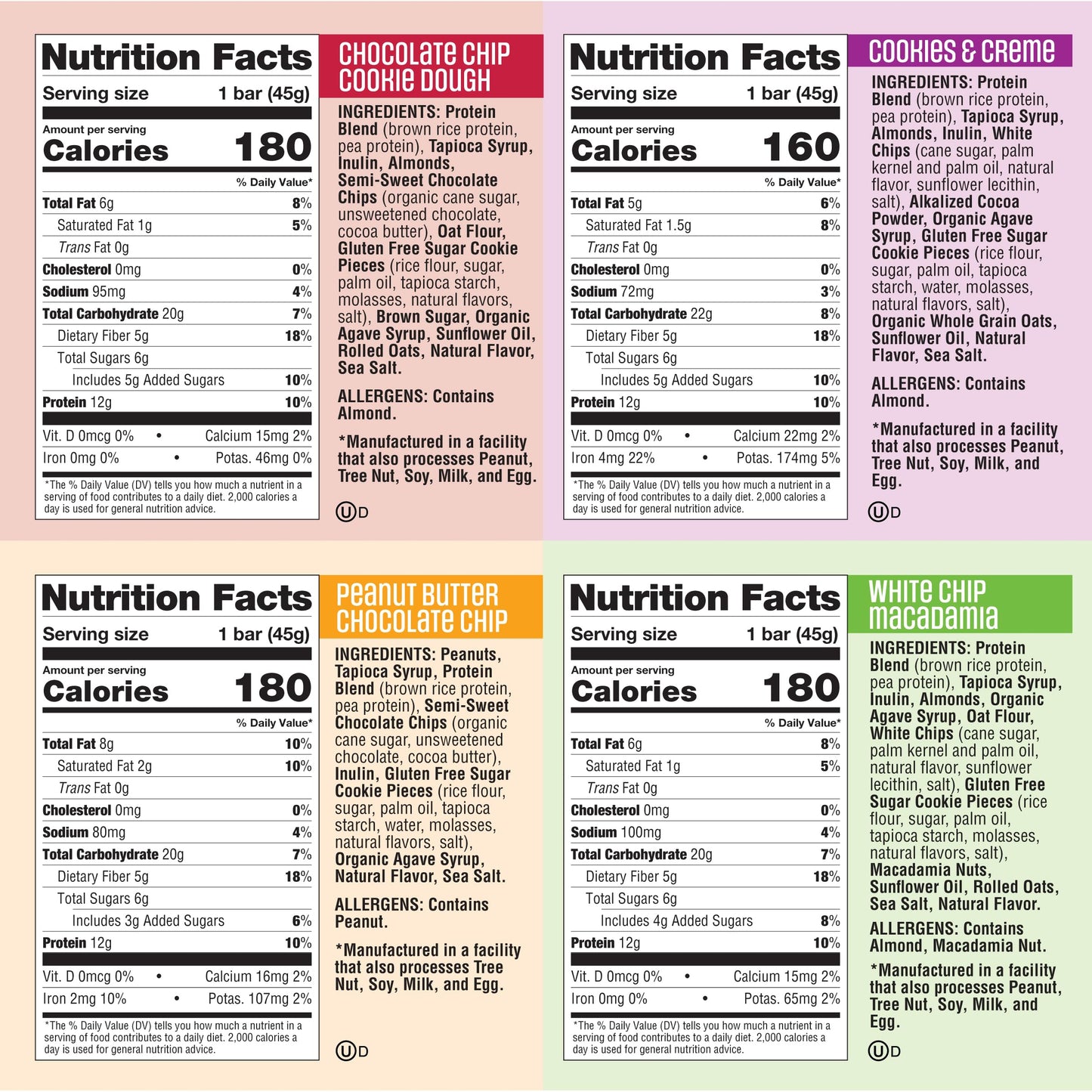 Lenny & Larrys Cookie-fied Protein Bar Variety Pack - 4 Flavors - 8 x 1.59oz Vegan Protein Bars - High Protein Snacks with 12g P