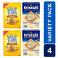 Triscuit Original Whole Grain Wheat Vegan Crackers and Wheat Thins Original Whole Grain Wheat Crackers Variety Pack, 4 Boxes