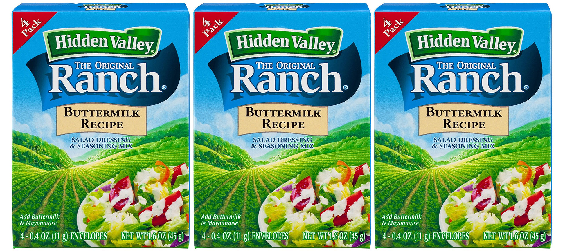 Hidden Valley Original Ranch Buttermilk Recipe Salad Dressing and Seasoning Mix, Twelve 0.40 Ounce Packets (4.8 Ounces Total)