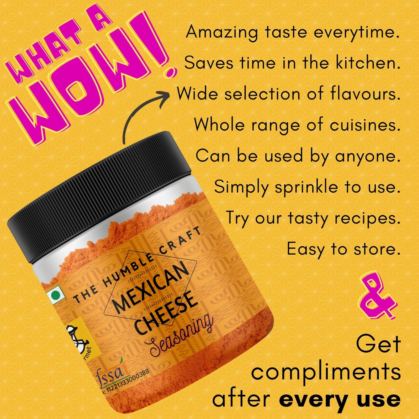 The Humble Craft Mexican Cheese Seasoning Powder - Popcorn, Fajita, Fries, Taco, Tacos, Nachos, Tortillas, Burrito, Enchilada -