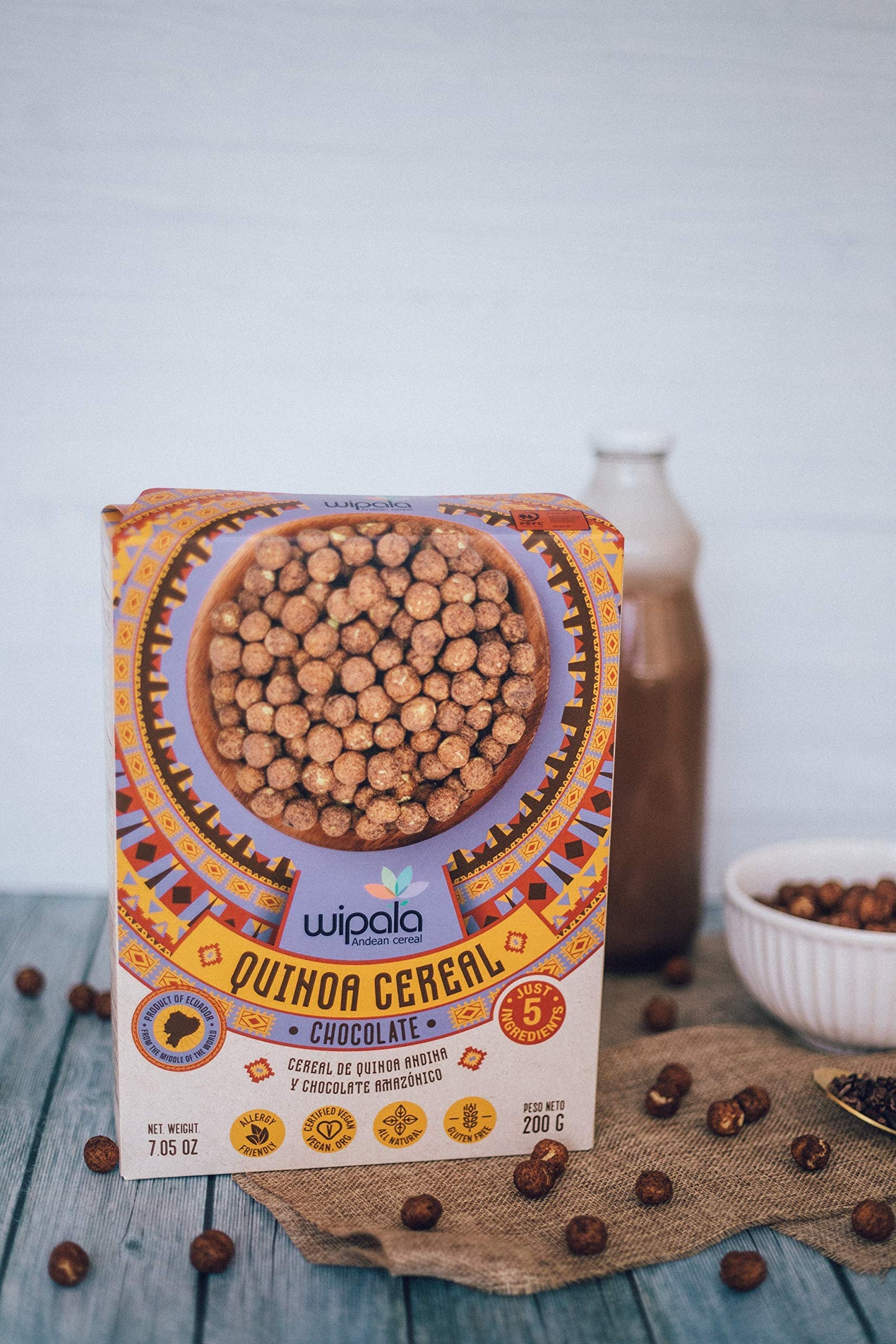 Wipala, Quinoa Cereal With Chocolate & Panela, 7 Oz Bag - Organic, Vegan, Gluten Free, Non Gmo, Healthy Cereal I Plant Based Pro