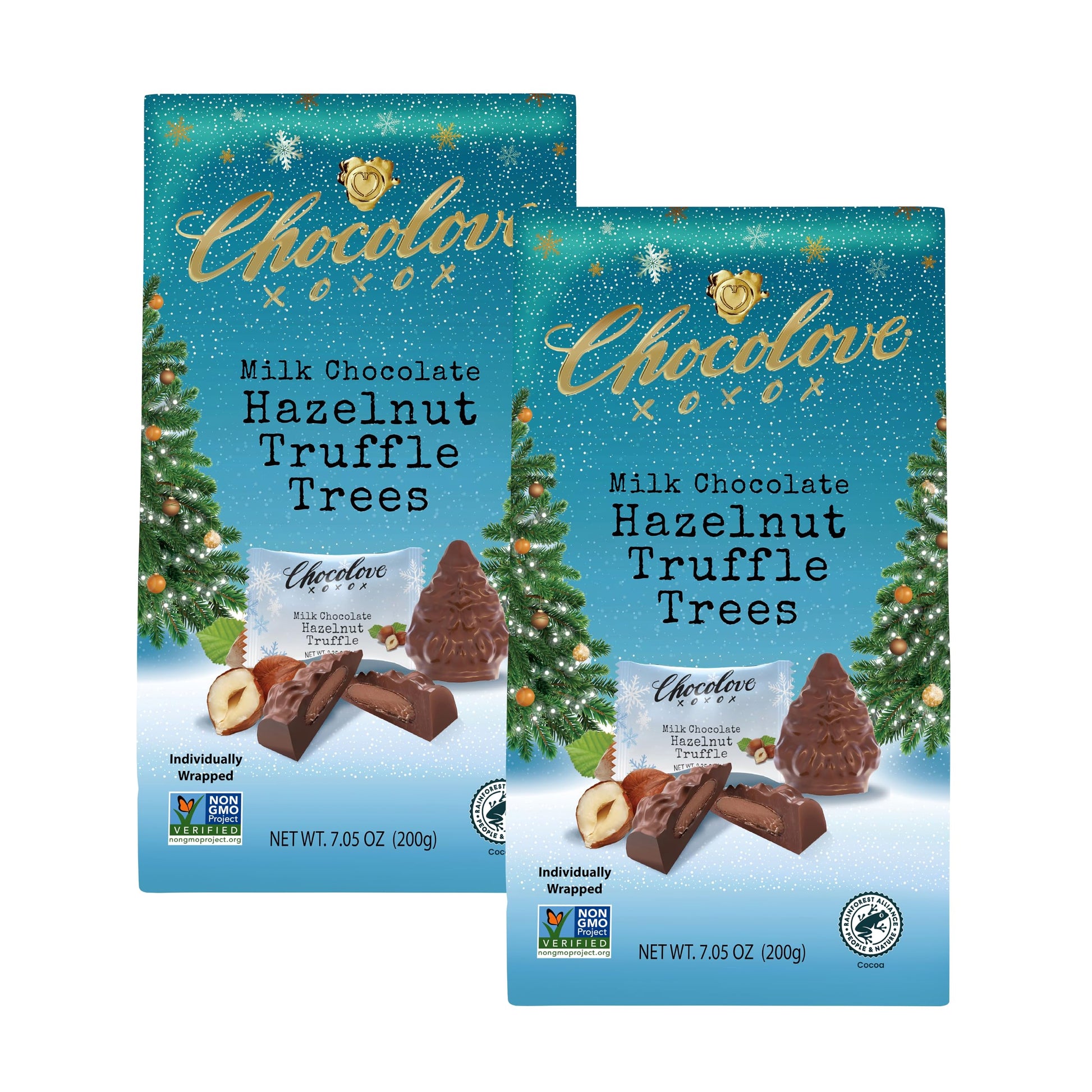 Chocolove Hazelnut Truffle In Milk Chocolate Bites | 33% Cocoa | 2 Pack | Non Gmo  Rainforest Alliance Certified | 7.05 Oz Per Pack (Full Size  Hazelnut Truffle)