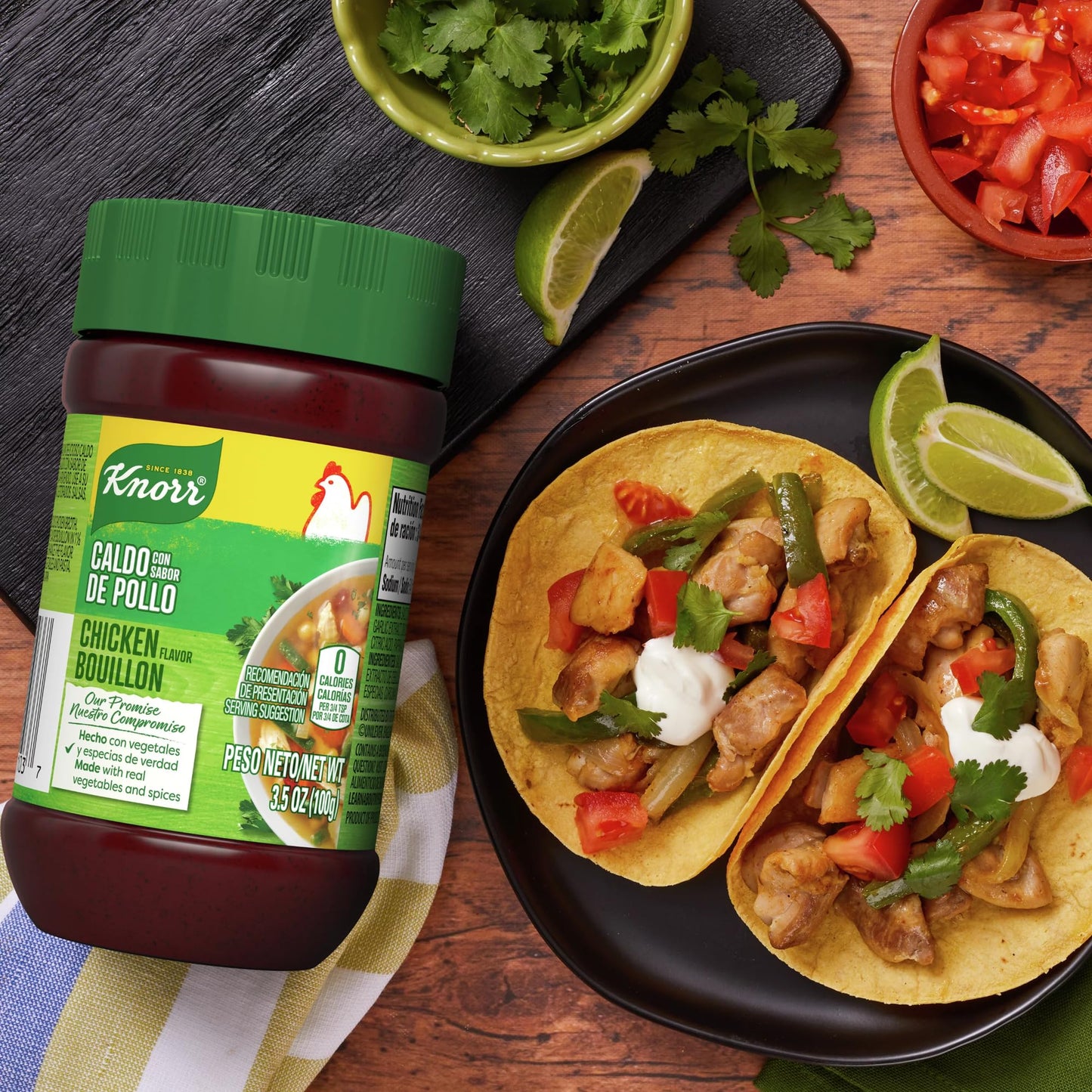 Knorr Granulated Bouillon, Chicken Flavor, 7.9 oz (Pack of 2) with By The Cup Swivel Spoon