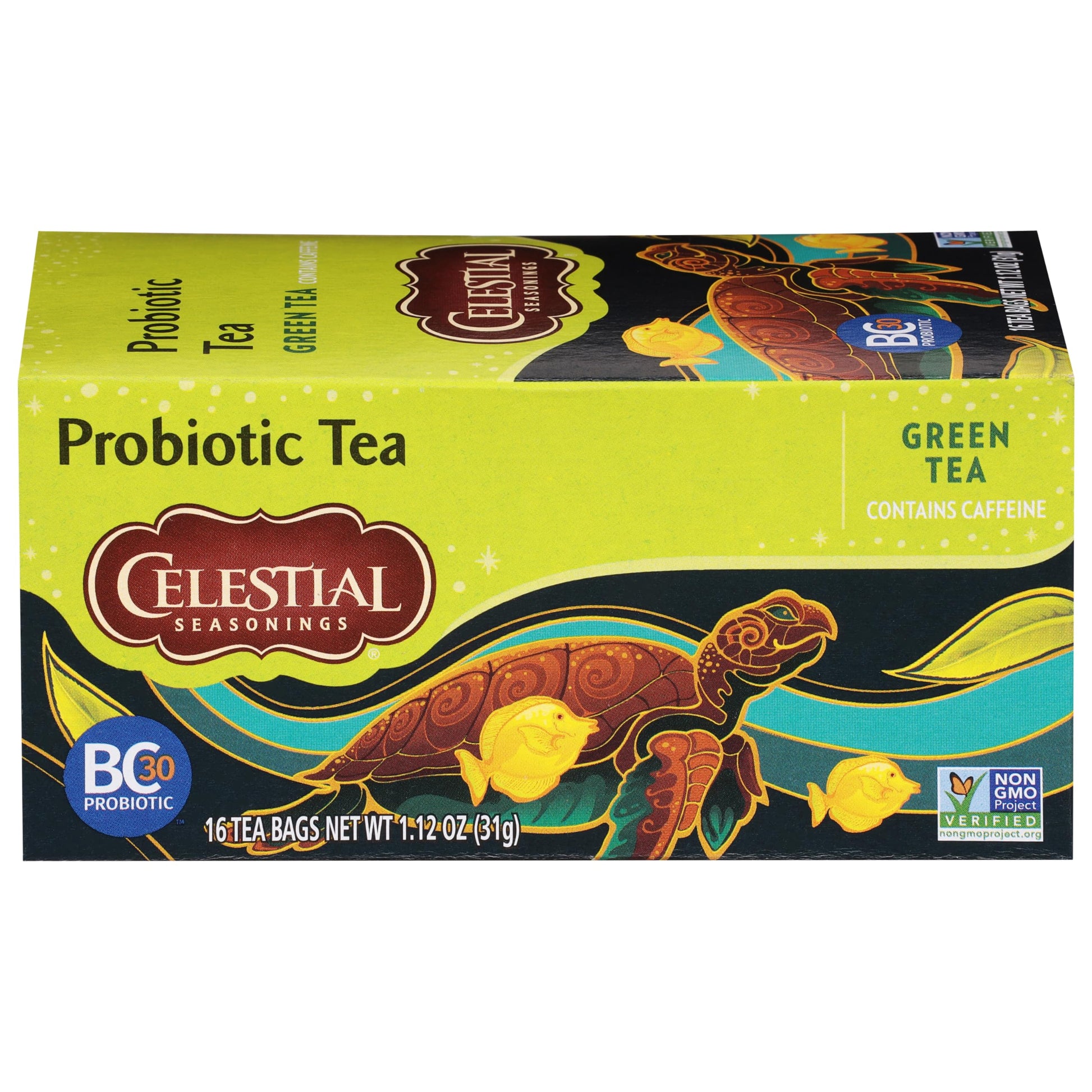 Celestial Seasonings Green Tea Probiotic Tea, Caffeinated, 16 Count, Pack of 6, Natural