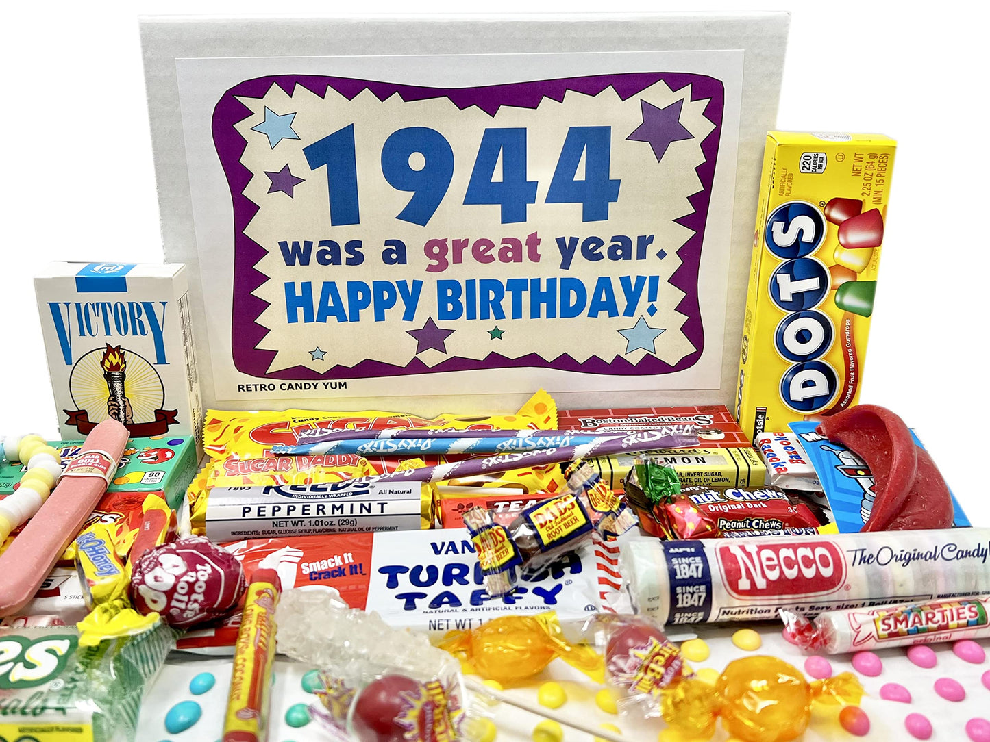 Retro Candy Yum ~ 1944 81St Birthday Gift Basket Box Of Nostalgic From Childhood For 81 Year Old Man Or Woman Born 1944 Jr