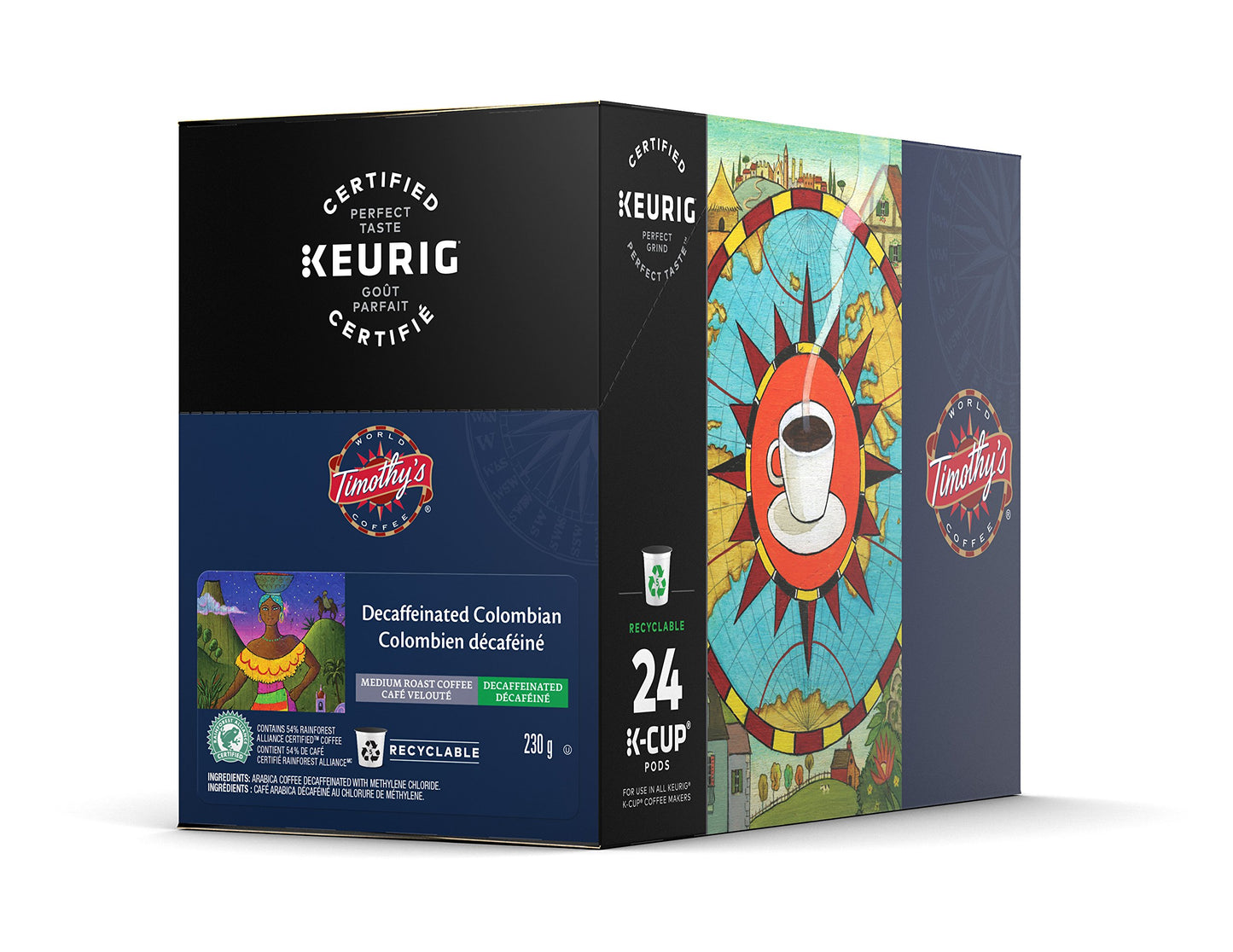 Timothys World Coffee Decaf Colombian K-Cup Coffee, 24 Count (Pack of 2), Model 74-01109