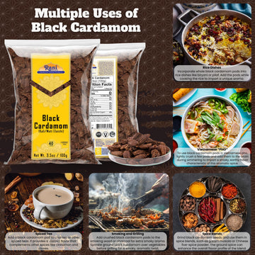 Rani Black Cardamom Pods Whole Indian Spice, 3.5oz (100g), All Natural, Vegan, Gluten Friendly, NON-GMO, Indian Origin