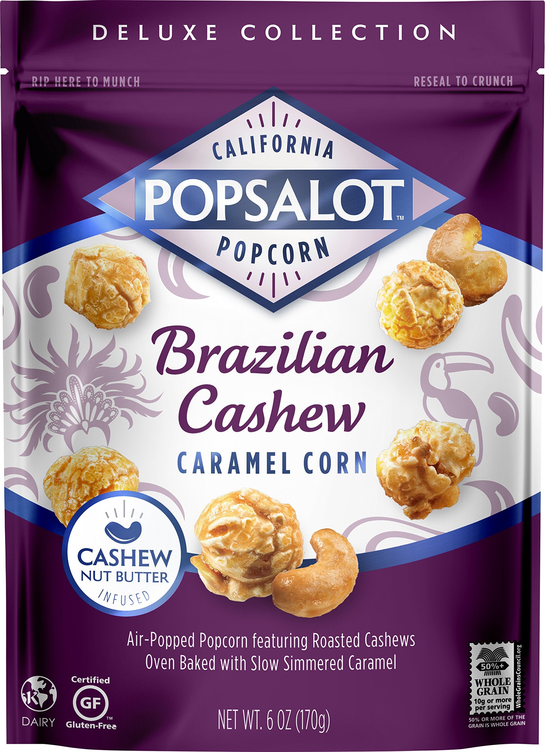 Popsalot Gourmet Popcorn Deluxe Collection, Brazilian Cashew Caramel Corn, 6.0 Ounce