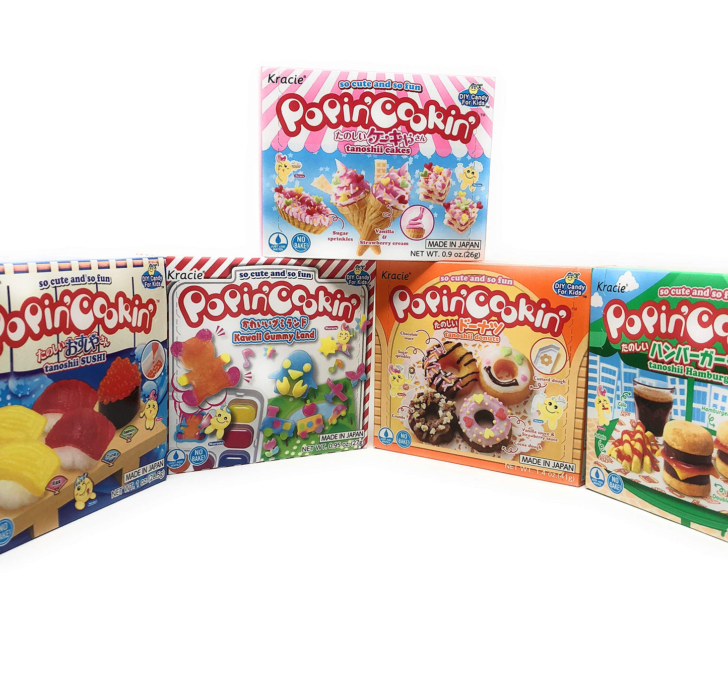 Popin’ Cookin Diy Candy Kit (8 Pack Varieties) - Tanoshii Bento, Ramen And Waffle, Cakes, Sushi And Donuts, Hamburger, And Kawaii Gummy Land In Fusion Select Gift Box